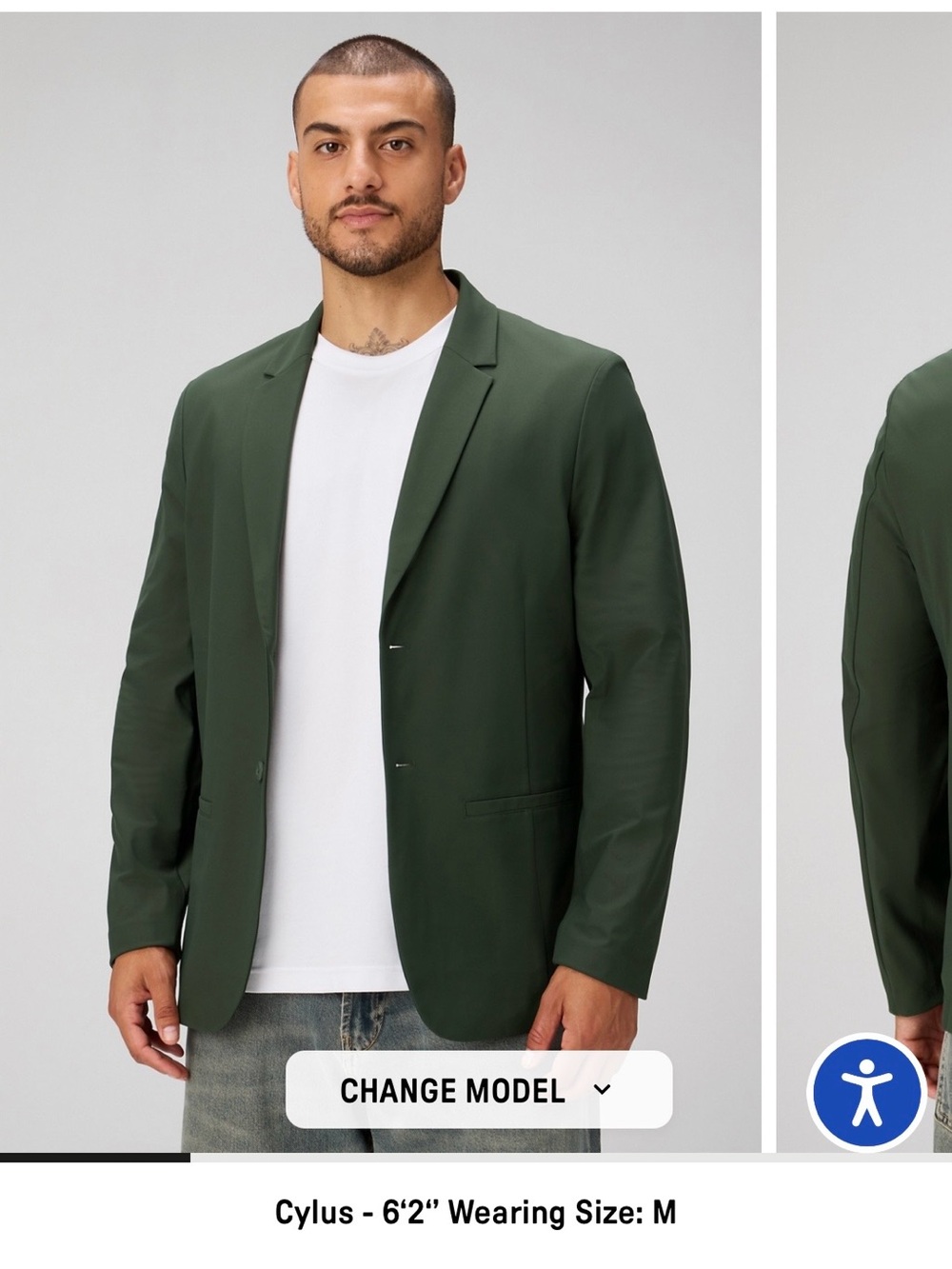 Fabletics Men's Two-Button Dark Green Blazer